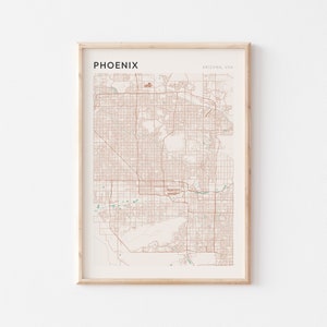 Affiche de carte de Phoenix, affiche de Phoenix, impression de Phoenix, art mural de Phoenix, plan de rue de Phoenix, impression de carte de Phoenix, Phoenix Arizona