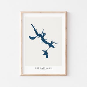 Jordan Lake, Stampa Jordan Lake, Poster Jordan Lake, Arte Jordan Lake, Arte murale Lake, Stampa mappa Lake, Regalo casa Lake, Stampa Lake, Alabama