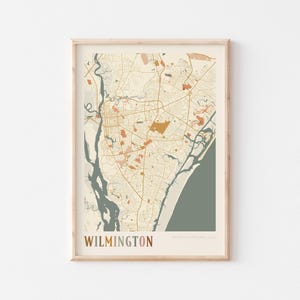 Póster de mapa de Wilmington, impresión de Wilmington, póster de Wilmington, arte de pared de Wilmington, Carolina del Norte, regalo de viaje, decoración bohemia