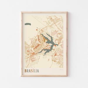 Cartaz do mapa de Brasília, impressão de Brasília, pôster de Brasília, arte de parede de Brasília, Brasil, presente de viagem, decoração boho