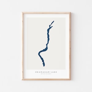 Lago Okanagan, Stampa Lago Okanagan, Poster Lago Okanagan, Arte Lago Okanagan, Arte murale Lago, Stampa mappa Lago, Regalo casa lago British Columbia
