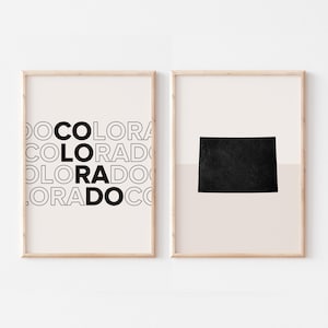 Lot de 2 tirages, impression du Colorado, affiche de carte du Colorado, impression de carte du Colorado art mural bohème minimaliste, art mural Colorado