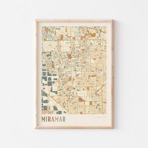 Miramar-kaartposter, Miramar-print, Miramar-poster, Miramar-muurkunst, Miramar-stadskaart, Florida, reiscadeau, boho-muurkunst