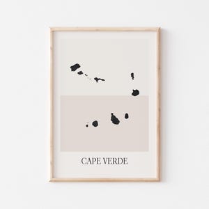 Affiche de carte du Cap-Vert, impression de carte du Cap-Vert, impression de carte du Cap-Vert, art mural bohème minimaliste, impression d'art du Cap-Vert, déco pour la maison ou un cadeau