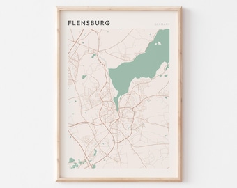 Flensburg Map Poster, Flensburg Print, Flensburg Poster, Flensburg Wall Art, Germany, Travel Gift, Minimalist Art