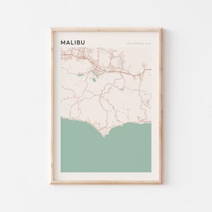 Malibu Map Poster, Malibu Print, Malibu Poster, Malibu Wall Art, California, Travel Gift, Farmhouse Wall Decor, Living Room Gift