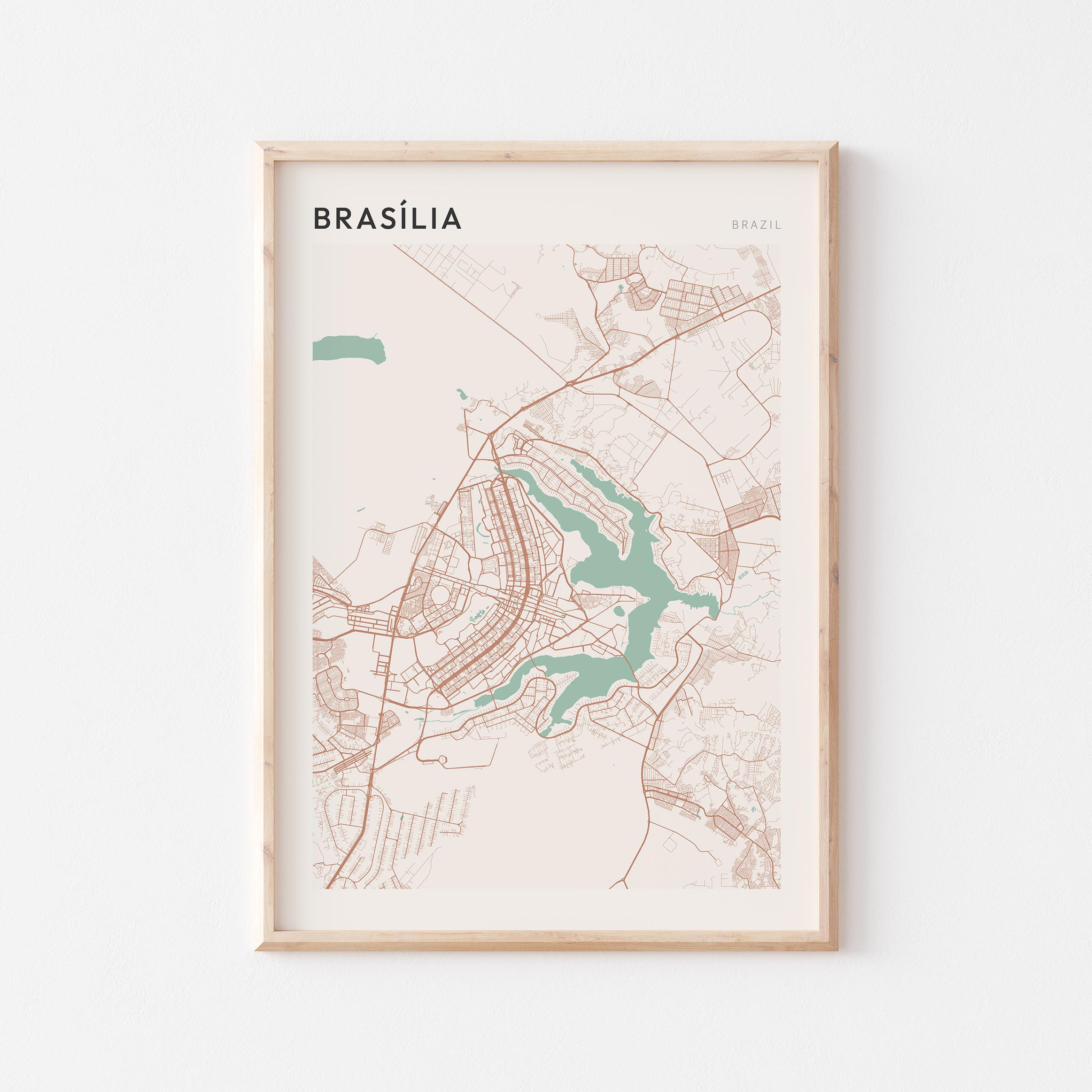 Brasilia Map Poster, Brasilia Print, Brasilia Poster, Brasilia Wall Art,  Brazil, Travel Gift, Minimalist Art, image size:2325x2325