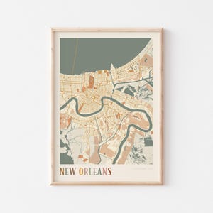Affiche de carte de la Nouvelle-Orléans, impression de la Nouvelle-Orléans, affiche de la Nouvelle-Orléans, art mural de la Nouvelle-Orléans, Louisiane, cadeau de voyage, impression bohème