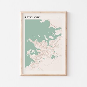 Affiche de carte de Reykjavik, impression Reykjavik, affiche Reykjavik, art mural Reykjavik, Islande, cadeau de voyage, décoration de ferme