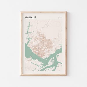 Manaus Karte Poster, Manaus Druck, Manaus Poster, Manaus Wandkunst, Brasilien, Reisegeschenk, minimalistische Kunst