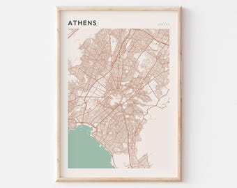 Athens Map Poster, Athens Print, Athens Poster, Athens Wall Art, Greece, Travel Gift, Minimalist Art