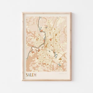 Salem Map Poster, Salem Print, Salem Poster, Salem Wall Art, Oregon, Travel Gift, Boho Poster