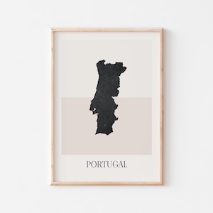 Portugal kaart poster, Portugal print, Portugal kaart print minimalistische boho muurkunst, Portugal Art Print decor voor thuis of cadeau