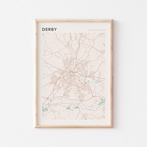 Derby Karte Poster, Derby Druck, Derby Poster, Derby Wandkunst, Vereinigtes Königreich, Reisegeschenk, Bauernhaus Wanddeko