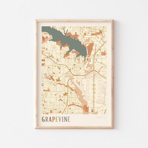 Grapevine Map Poster, Grapevine Print, Grapevine Poster, Grapevine Wall Art, Texas, Travel Gift, Boho Wall Art