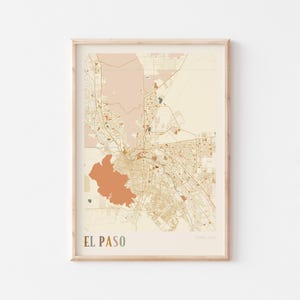 El Paso Map Poster, El Paso Print, El Paso Poster, El Paso Wall Art, Texas, Travel Gift, Boho Print