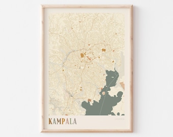 Kampala Map Poster, Kampala Print, Kampala Poster, Kampala Wall Art, Uganda Africa, Travel Gift, Boho Decor