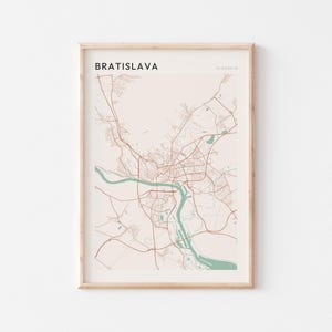 Affiche de carte de Bratislava, impression de Bratislava, affiche de Bratislava, art mural Bratislava, Slovaquie, cadeau de voyage, art mural Scandi