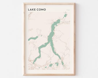 Lake Como Map Poster, Lake Como Print, Lake Como Poster, Lake Como Wall Art, Italy, Travel Gift, Scandi Poster