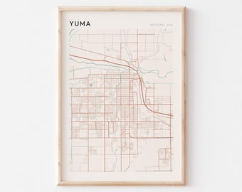 Yuma Map Poster, Yuma Print, Yuma Poster, Yuma Wall Art, Arizona, Travel Gift, Farmhouse Wall Decor, Bedroom Wall Art, City Map Art