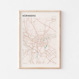 Affiche de carte de Nuremberg, impression de Nuremberg, affiche de Nuremberg, art mural de Nuremberg, Allemagne, cadeau de voyage, art minimaliste