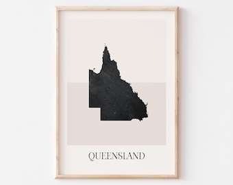 Queensland Map Poster, Queensland Print, Queensland Map Print Minimalist Boho Wall Art, Queensland Art Print Decor For Home, Australia