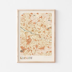 Glasgow Karte Poster, Glasgow Poster, Glasgow Wandkunst, Glasgow Print, Glasgow Karte Druck, Glasgow Reise, Vereinigtes Königreich, Boho Wandkunst