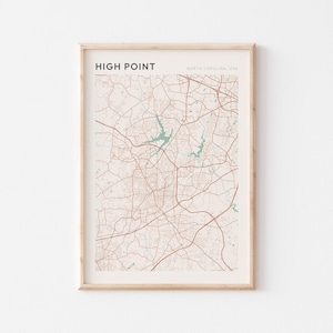 Hoogtepunt kaartposter, hoogtepunt afdrukken, hoogtepunt poster, hoogtepunt muurkunst, Noord-Carolina, reiscadeau, decor van boerderij