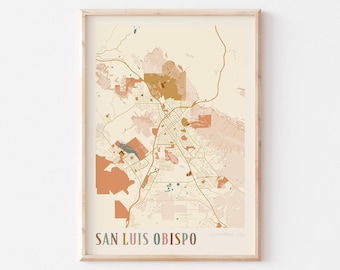 San Luis Obispo Map Poster, San Luis Obispo Print, San Luis Obispo Poster, San Luis Obispo Wall Art, California, Travel Gift, Boho Wall Art