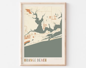 Orange Beach Map Poster, Orange Beach Print, Orange Beach Poster, Orange Beach Wall Art, Alabama, Travel Gift, Boho Wall Art