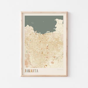 Jakarta Map Poster, Jakarta Print, Jakarta Poster, Jakarta Wall Art, Indonesia, Travel Gift, Boho Print