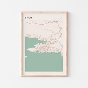 Split Map Poster, Split Print, Split Poster, Split Wall Art, Croatia, Travel Gift, Farmhouse Decor image 1