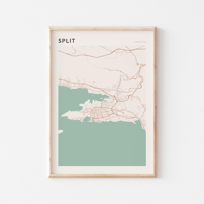 Split Map Poster, Split Print, Split Poster, Split Wall Art, Croatia, Travel Gift, Farmhouse Decor image 1