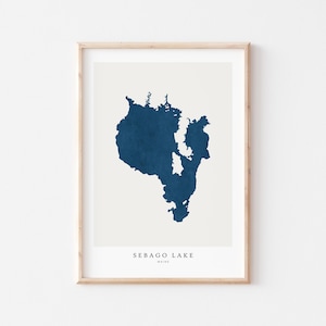 Lago Sebago, Stampa del Lago Sebago, Poster del Lago Sebago, Arte del Lago Sebago, Arte murale del Lago, Stampa della mappa del Lago, Regalo per la casa sul lago, Stampa del Lago, Maine