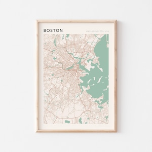 Póster del mapa de Boston, Arte mural de Boston, Mapa de la ciudad de Boston, Póster de Boston, Lámina de Boston, Impresión de Boston, Boston EE. UU., Mapa de Massachusetts