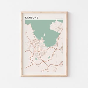 Affiche de carte de Kaneohe, impression de Kaneohe, affiche de Kaneohe, art mural Kaneohe, Hawaï, cadeau de voyage, décoration murale de ferme, cadeau pour agent immobilier