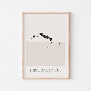 Turks and Caicos Map Poster, Turks and Caicos Print, Turks and Caicos Map Print Minimalist Boho Wall Art, Turks and Caicos Art Print Decor