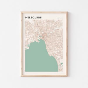 Affiche de carte de Melbourne, art mural Melbourne, plan de la ville de Melbourne, carte de Melbourne, impression Melbourne, impression voyage Melbourne, Melbourne Australie