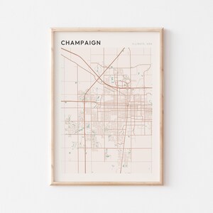 Champaign Map Poster, Champaign Print, Champaign Poster, Champaign Wall Art, Illinois, Travel Gift, Scandi Poster