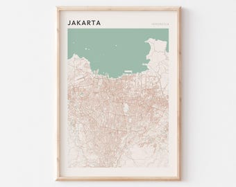 Jakarta Map Poster, Jakarta Print, Jakarta Poster, Jakarta Wall Art, Indonesia, Travel Gift, Scandi Poster
