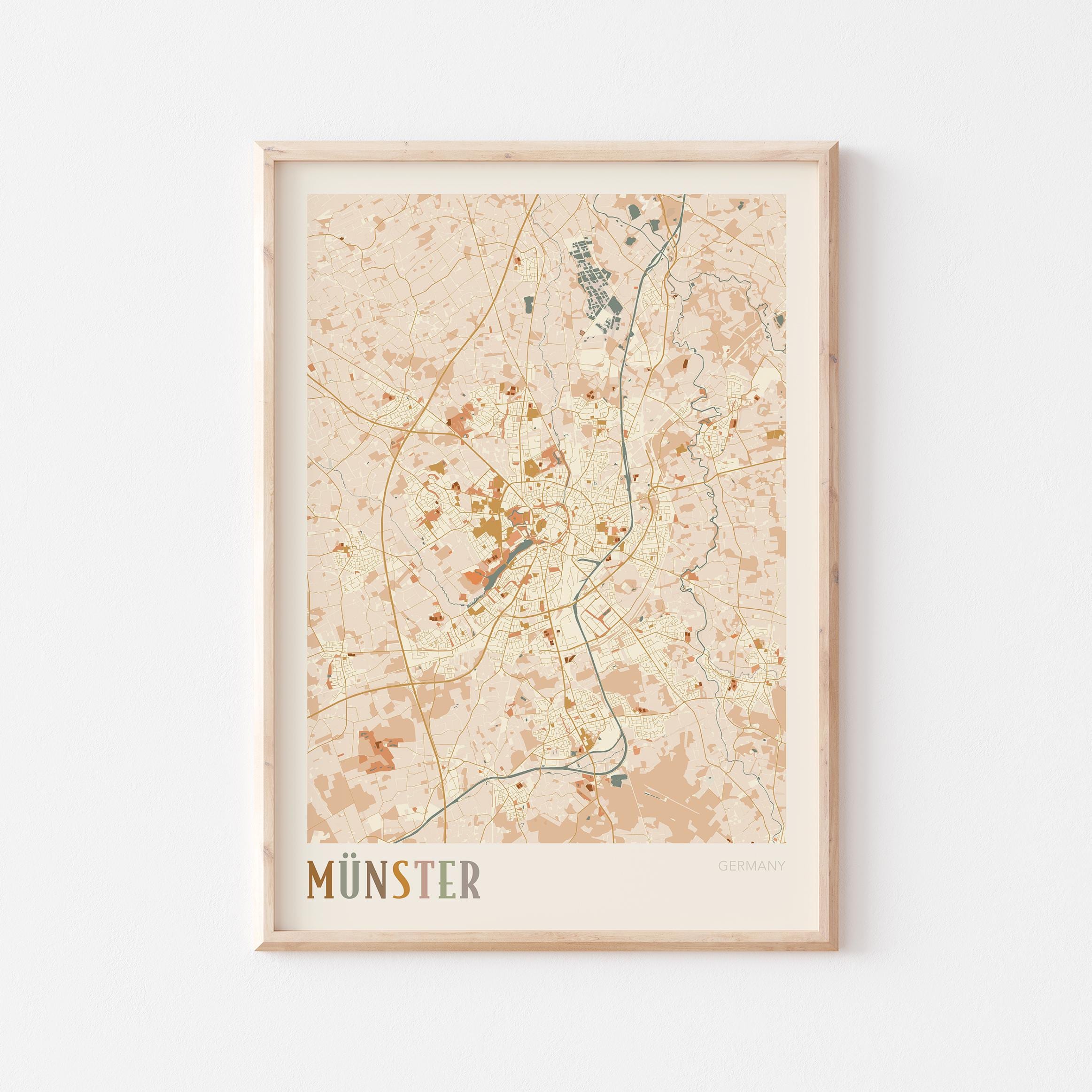 Munster Map Poster, Munster Print, Munster Poster, Munster Wall Art, Germany, Travel Gift, Boho Decor