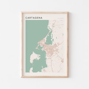 Affiche de carte de Carthagène, impression de Carthagène, affiche de Carthagène, art mural Carthagène, Colombie, cadeau de voyage, art minimaliste