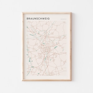 Affiche de carte de Brunswick, impression de Brunswick, affiche de Brunswick, art mural de Brunswick, Allemagne, cadeau de voyage, art minimaliste