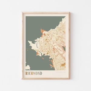 Richmond Map Poster, Richmond Print, Richmond Poster, Richmond Wall Art, California, Travel Gift, Boho Wall Art, Office Gifts for Women