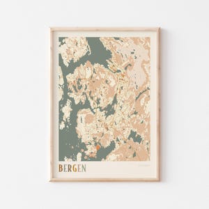 Bergen Map Poster, Bergen Print, Bergen Poster, Bergen Wall Art, Norway, Travel Gift, Boho Print
