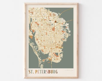 St. Petersburg Map Poster, St. Petersburg Print, St. Petersburg Poster, St. Petersburg Wall Art, Florida, Travel Gift, Boho Wall Art
