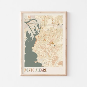 Cartel del mapa de Porto Alegre, Impresión de Porto Alegre, Cartel de Porto Alegre, Arte de la pared de Porto Alegre, Brasil, Regalo de viaje, Decoración Boho