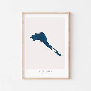 Bow Lake, Stampa di Bow Lake, Poster di Bow Lake, Arte di Bow Lake, Arte murale del lago, Stampa della mappa del lago, Regalo per casa sul lago, Stampa del lago, Alberta, Canada