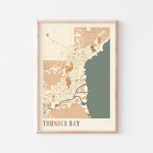 Poster mappa Thunder Bay, Thunder Bay Wall Art, Poster Thunder Bay, Stampa artistica Thunder Bay, Thunder Bay Ontario Canada, Boho Wall Art
