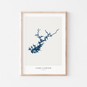 Lago Lanier, Stampa Lago Lanier, Poster Lago Lanier, Arte Lago Lanier, Arte murale Lago, Stampa mappa Lago, Regalo casa Lago, Stampa Lago, Georgia
